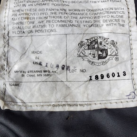 Vintage Stearns Duck Hunting Bouyant Camo Bib Overalls Pants PFD FB-7081 Mens XL - Picture 14 of 16